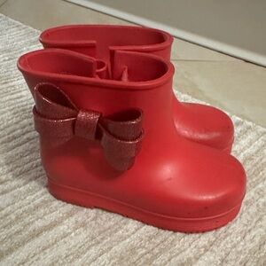 Mini Melissa Red Kids Boots with Glitter Bow 7/8